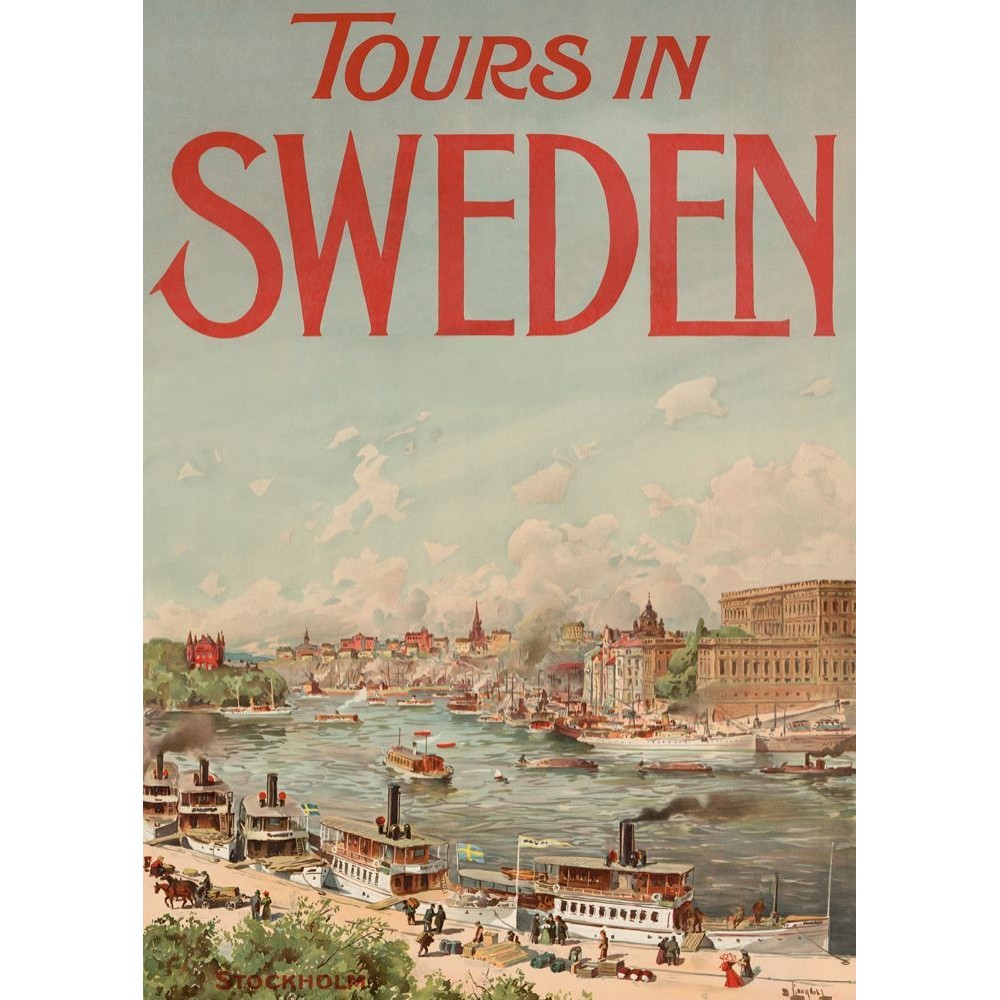 Tours in Sweden Stockholm 1920, affisch 21x30cm
